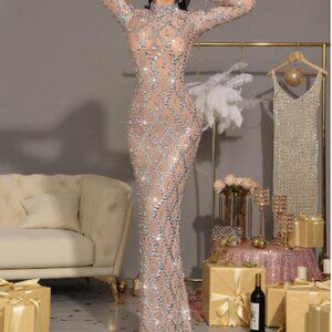 Apricot Jeweled Maxi Dress